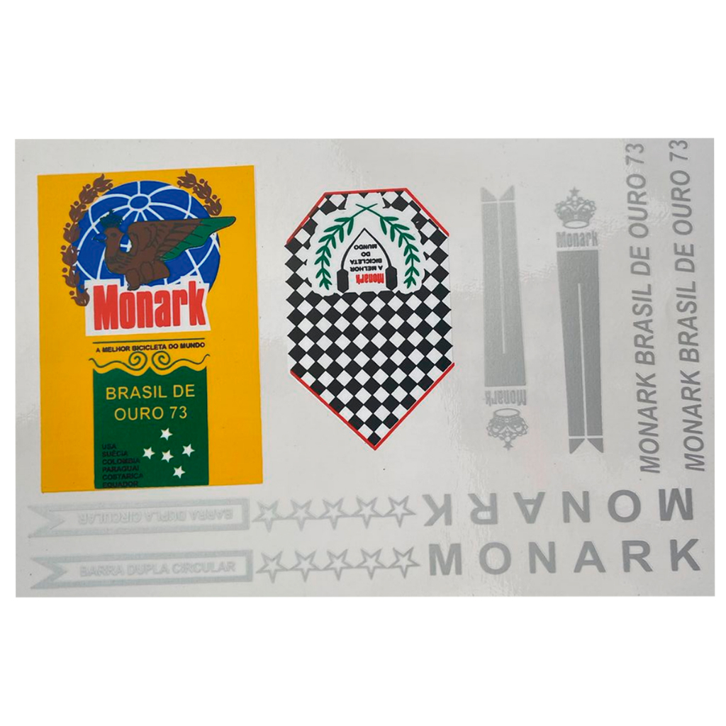 Adesivo Quadro Bicicleta Monark Brasil de Ouro 73 Cartela Completa