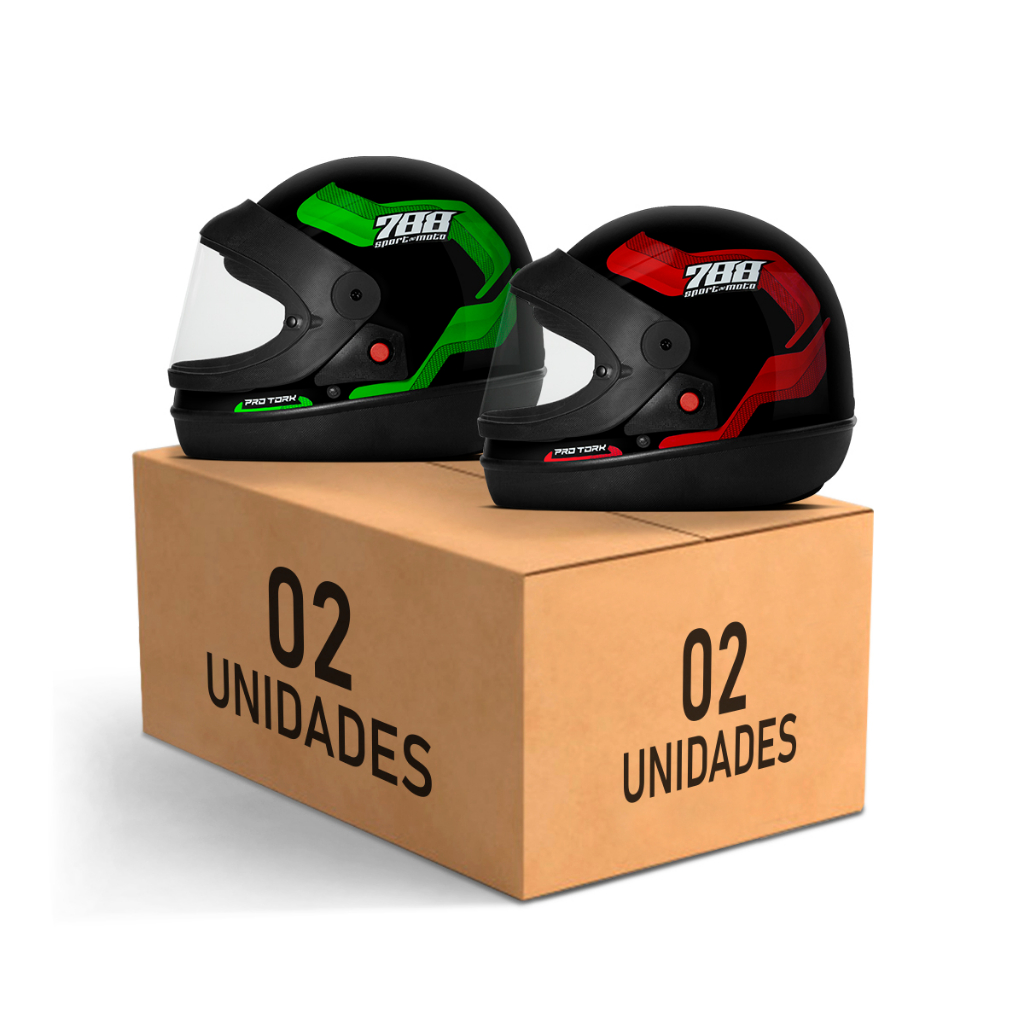 Capacetes De Moto Kit 2 unidades Pro Tork Sport Moto 788 Viseira Cristal Móvel em Oferta na Shopee