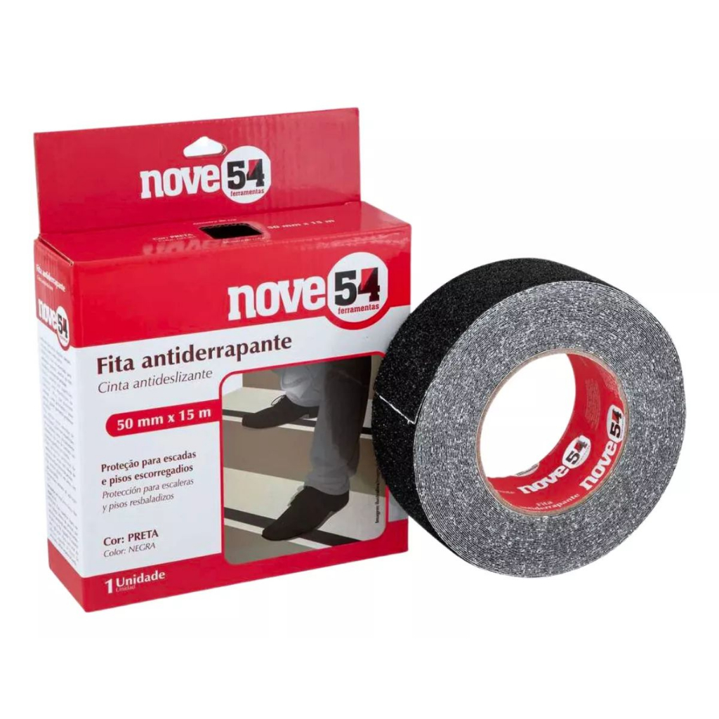 Fita Antiderrapante Preto Degrau Rampa Escada Adesiva Piso 50mm X 5m / 15m Anti-Queda Resistente