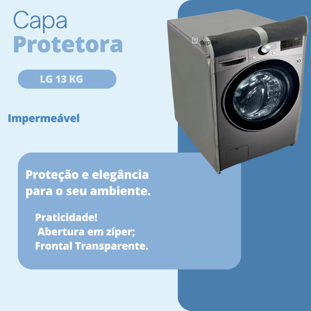 Capa Lava E Seca Smart LG VC2 VC4 13kg Impermeável E Zíper