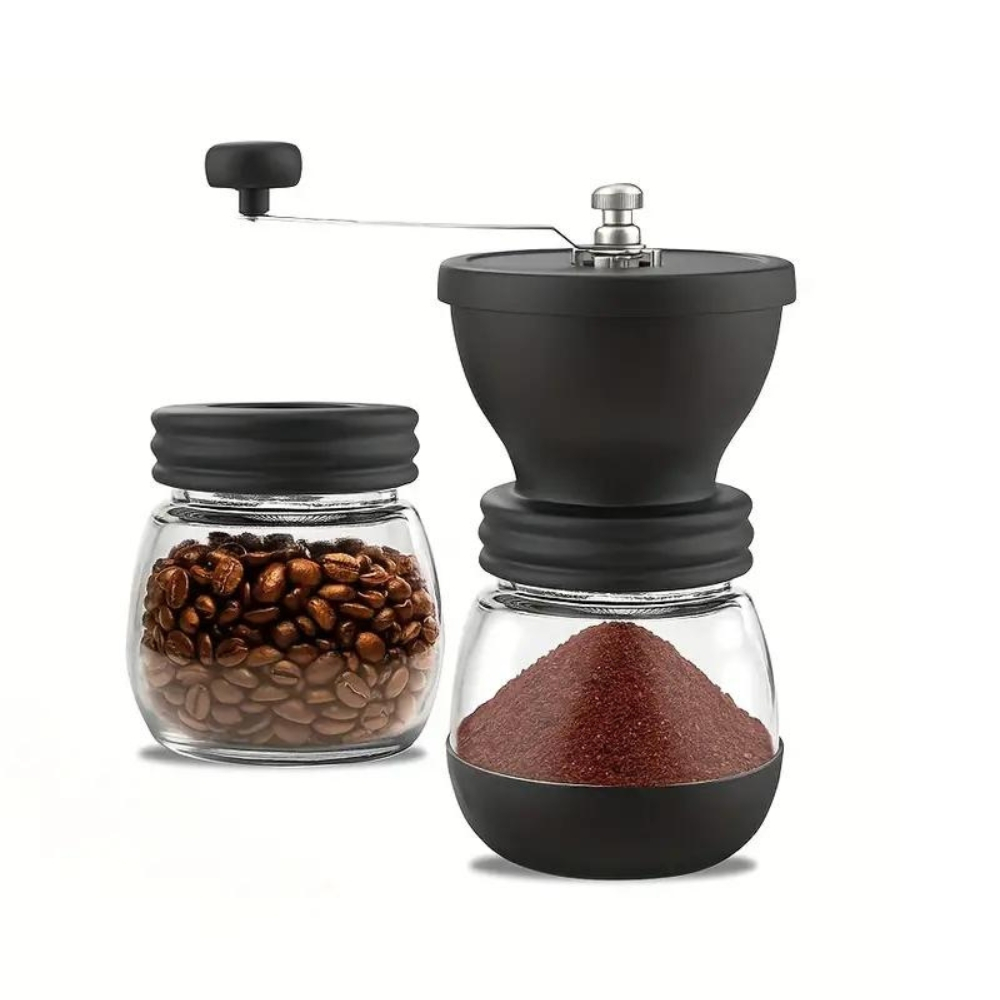 Moedor Café Manual Cerâmica Vidro Reservatório Com Regulagem