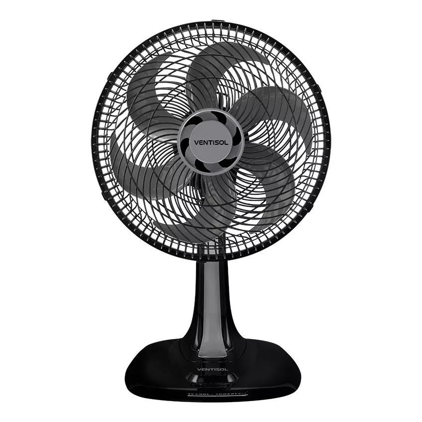 Ventilador de mesa Ventisol Turbo 6 preto com 6 pás cor prata, 40 cm de diâmetro