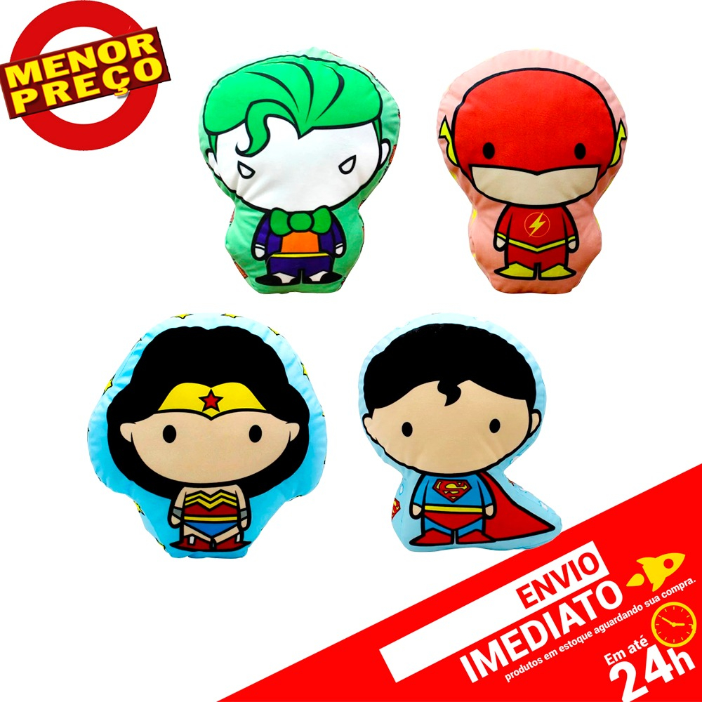 Almofada Decorativa Aveludada Mulher Maravilha/ Super Man/ Coringa/ Flash Liga da Justiça Alta Qualidade - Original Zona Criativa