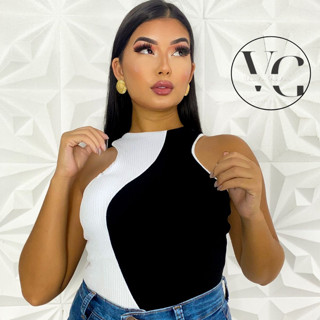 Body Feminino Regata Bicolor Duas Cores Verão 2024
