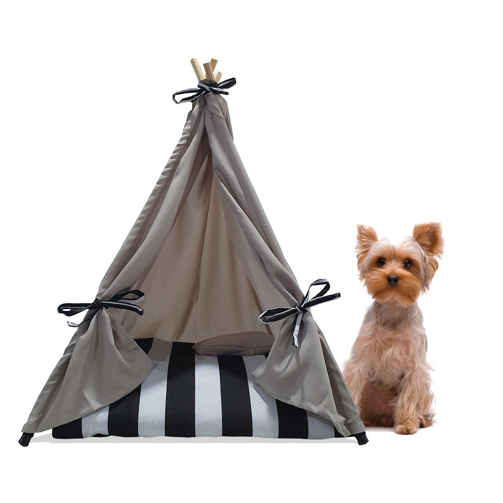 Kit Cabana Indio Cachorro Pet Gato Caminha Toca Cinza Com Colchão P