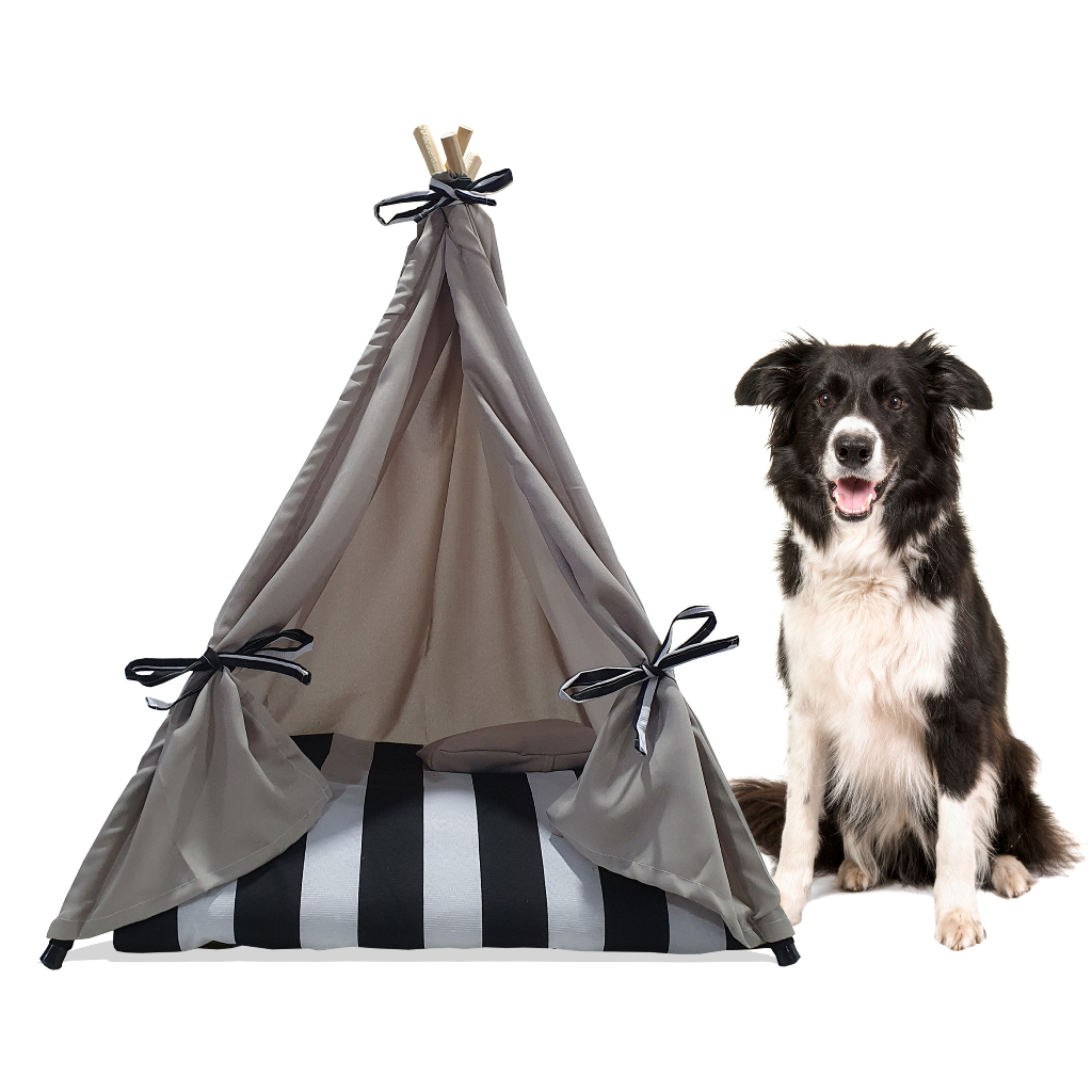 Kit Cabana Indio Pet Cachorro Gato Caminha com Colchão Cinza G