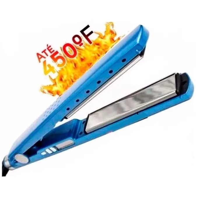 Chapinha 450F Prancha De Cabelo Profissional Nano Titanium Até 450F Azul Bivolt 110/220V