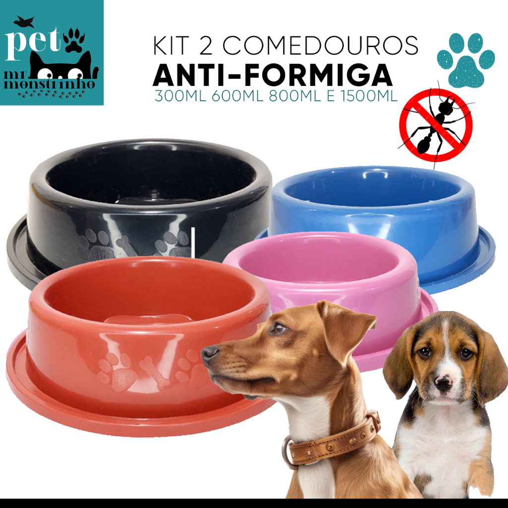 Kit 2un Comedouro Bebedouro Anti Formiga Pet 150ml 300ml 600ml 800ml 1500ml