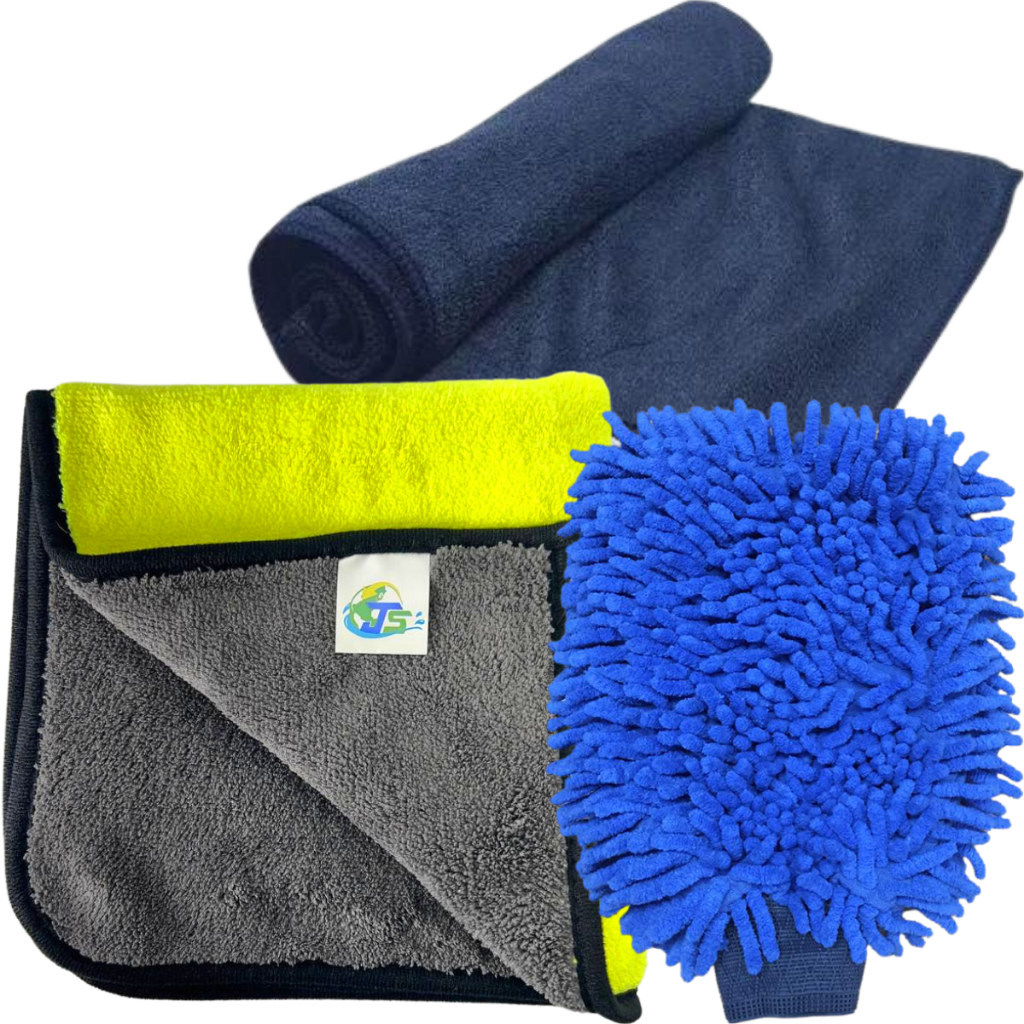 Pano 2 Lados 600gsm 40x40 Remove Cera + Toalha de Secagem + Luva Microfibra para Lavagem em Oferta na Shopee