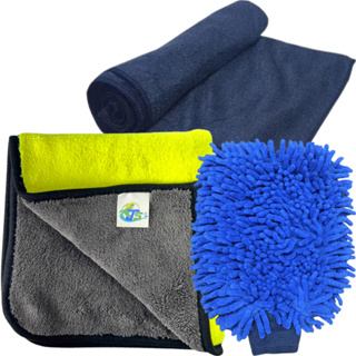 Pano 2 Lados 600gsm 40x40 Remove Cera + Toalha de Secagem + Luva Microfibra para Lavagem em Oferta na Shopee