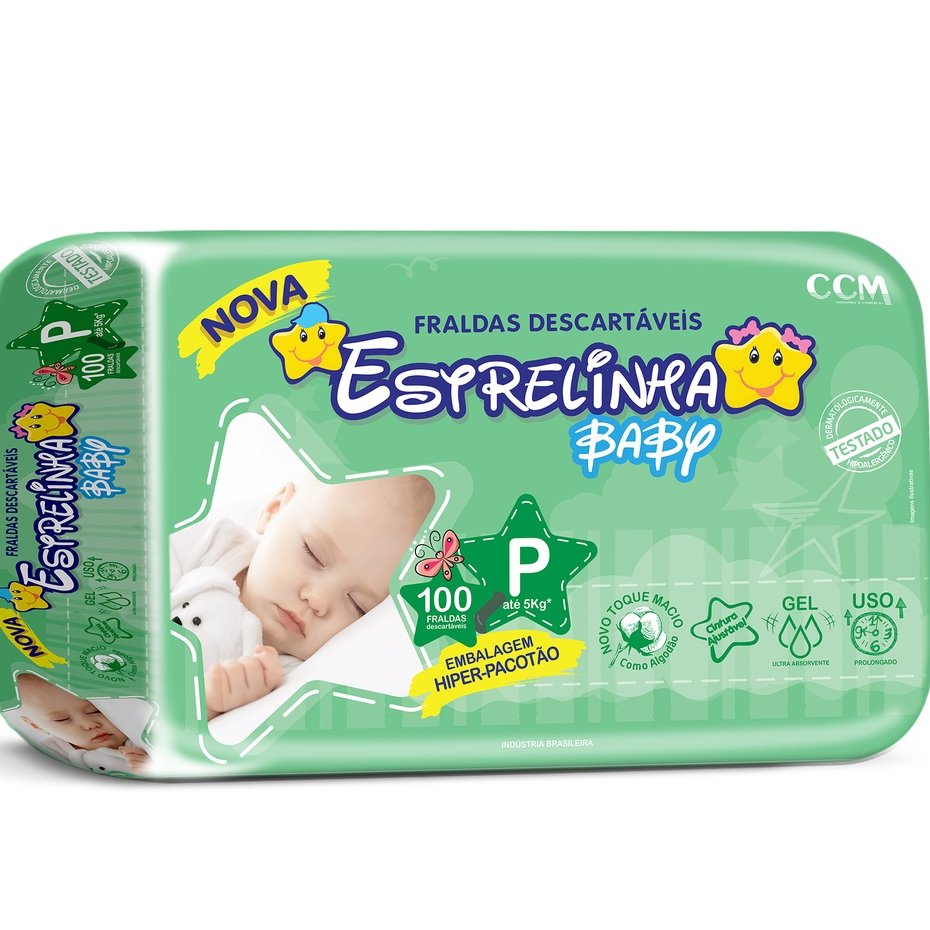 Fralda Infantil Estrelinha Baby Hiper Tamanho P100-M90-G80-XG70-XXG60