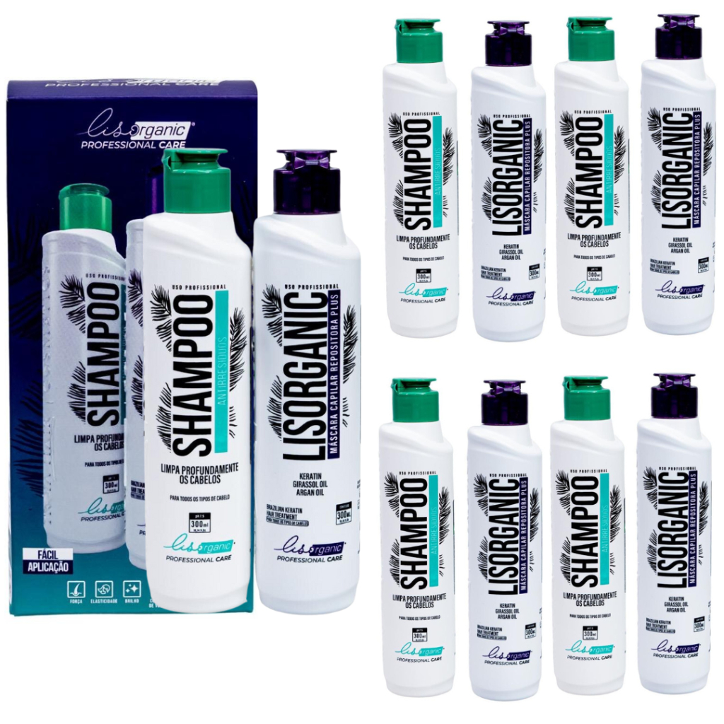 Escova Progressiva 5 kits Lisorganic Organica Cabelo Liso 300ml