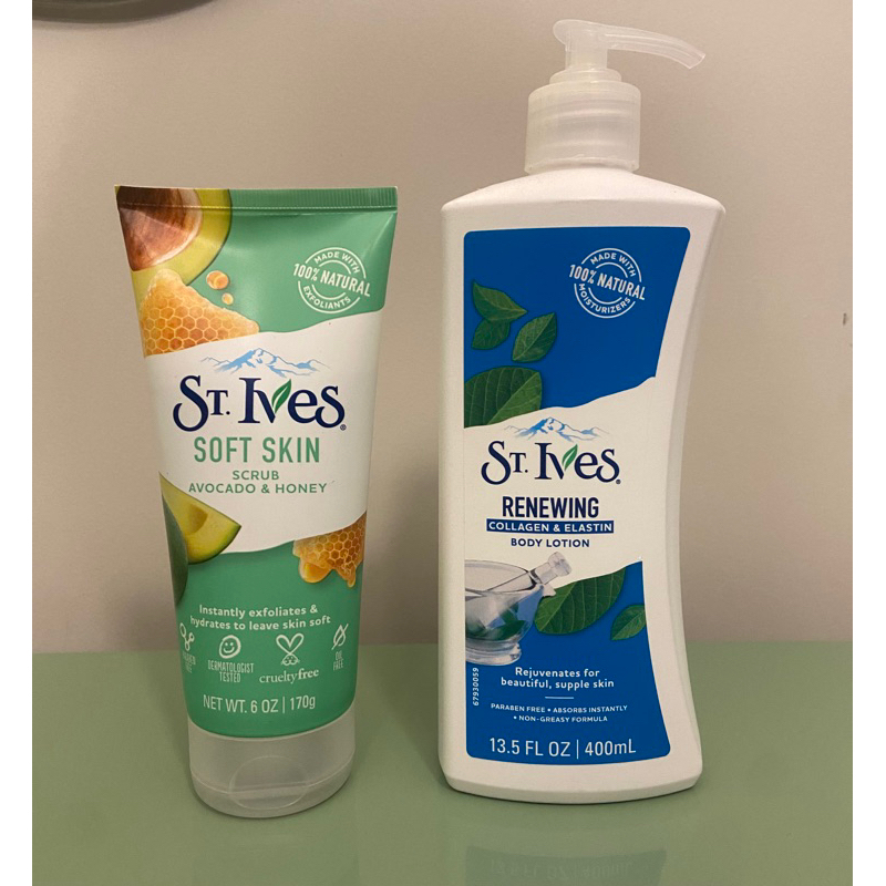 Kit Esfoliante Facial Abacate e mel 170ml + Loção corporal hidratante Colageno com elastina 400ml - St Ives