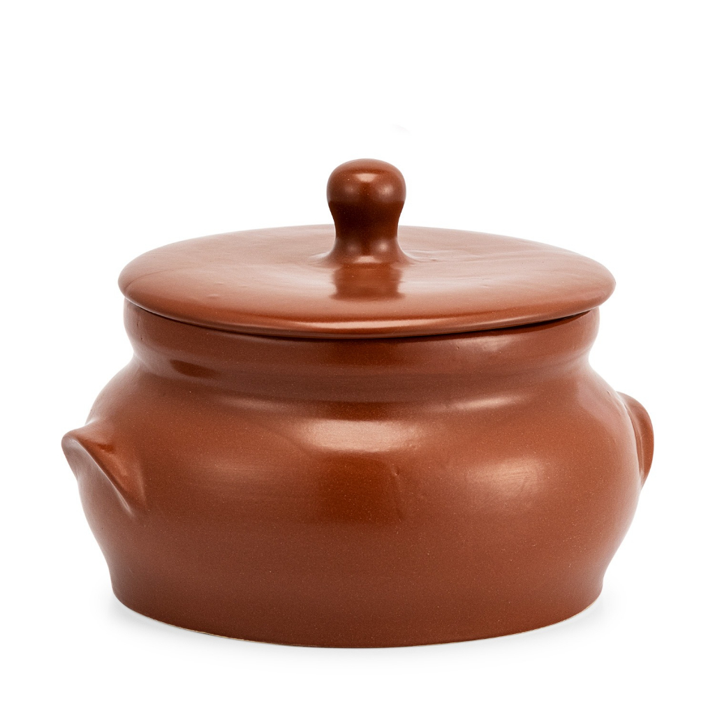 Caçarola Cerâmica C/ Tampa Marrom 2,6l Restaurante Feijoada