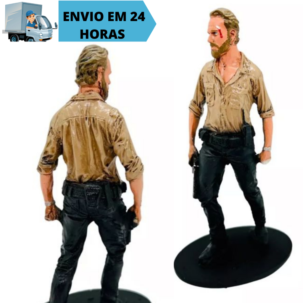 Boneco Rick Grimes The Walking Dead - Colecionaveis - Miniatura - Estatueta - Estátua - Action Figure