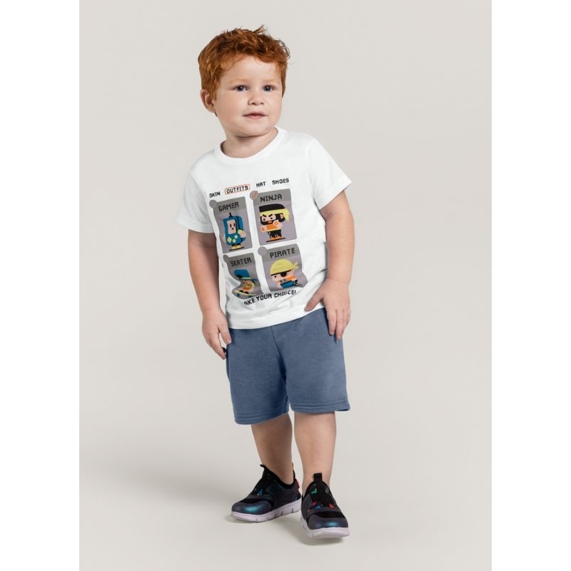 Conjunto Bebê Masculino Gamer Camiseta e Bermuda Moletinho Brandili - 35898.004