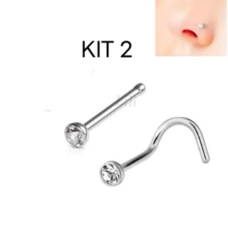 Kit 2 Piercing de Nariz Cristal lindo aço cirúrgico