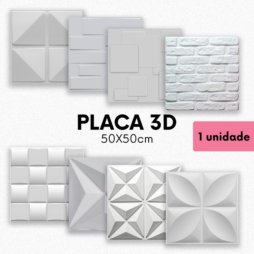 1 Unidade Placa Pvc Auto relevo 3d Revestimento de Parede efeito Gesso Lavável Varios Modelos Quarto em Oferta na Shopee