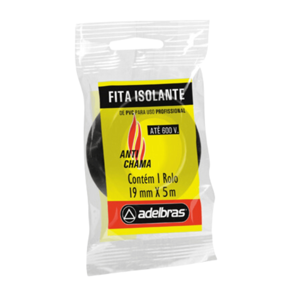 Fita Isolante Adelbras 5 Metros Preta 3M 18mmx5m