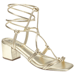 Sandália Feminina Salto Grosso Bloco Médio Amarração Lazzlu em Oferta na Shopee