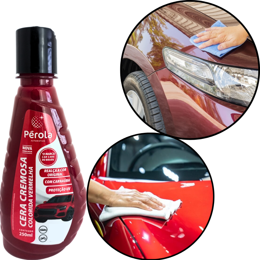 Cera Cremosa Colorida na Cor Vermelha 250ml Original Pérola - Spare Parts and Accessories for Vehicles