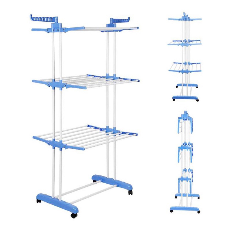 Varal Chão 3 Andares Roupa 4 Rodas Dobrável Reforçado em Oferta na Shopee