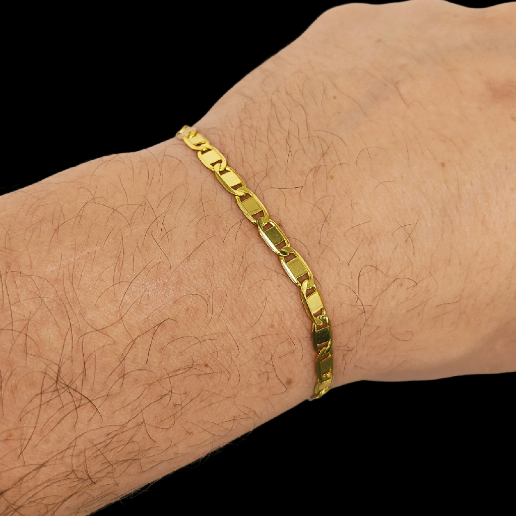 Pulseira Italiana Piastrine 4mm com Fecho Duplo Feitas em Moeda Antiga