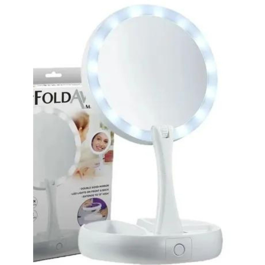 Espelho Com Led De Mesa Com Aumento 10x Led Luz Dobravel Para Maquiagem Pronta Entrega em Oferta na Shopee