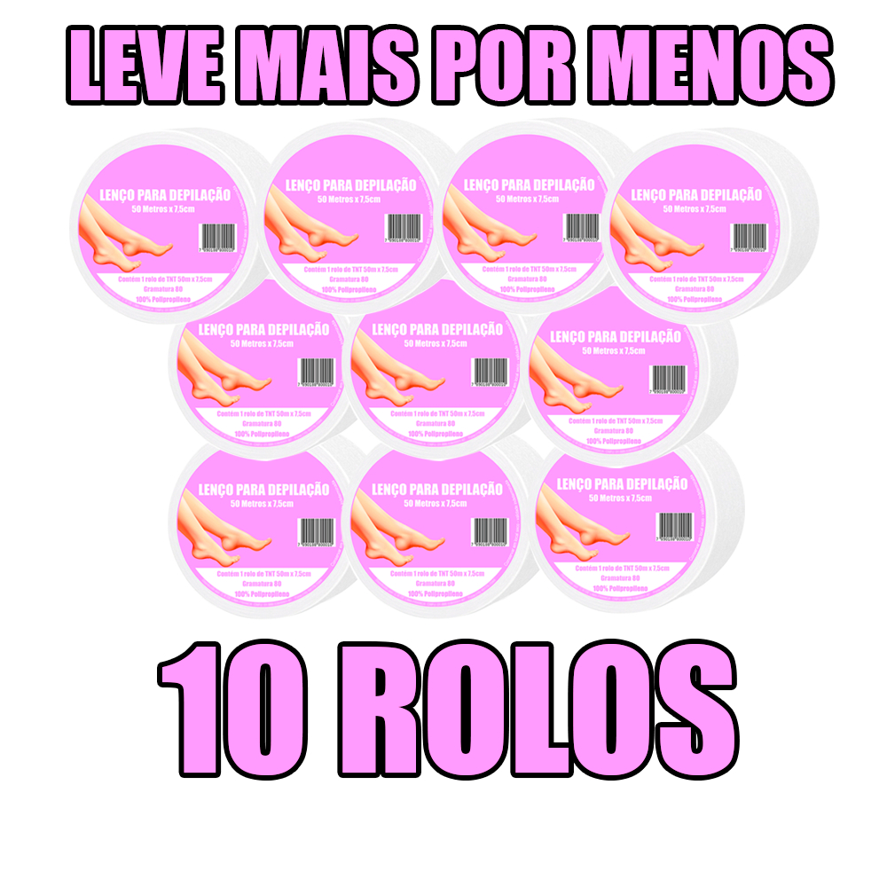 KIT 10 ROLOS TNT DEPILAÇÃO - ENVIO RAPIDO GR 80 50m x 7,5cm em Oferta na Shopee