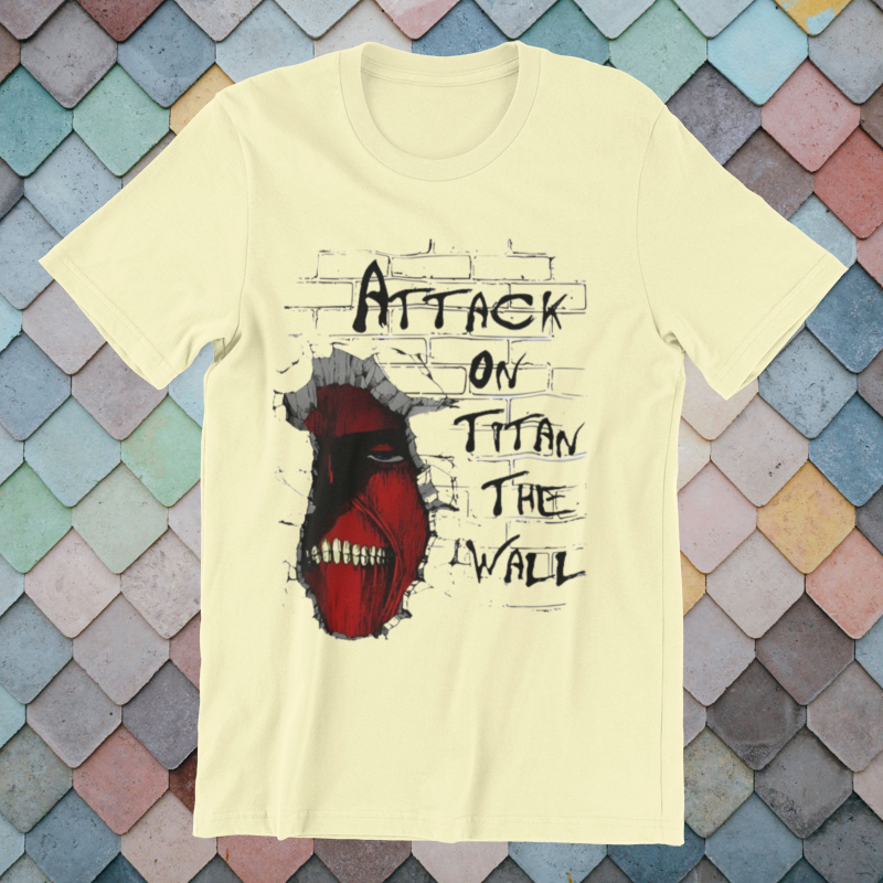 Camiseta unissex Attack on titan on the wall imitando Pink Floyd anime shingeki no kyojin titã tatakae eren
