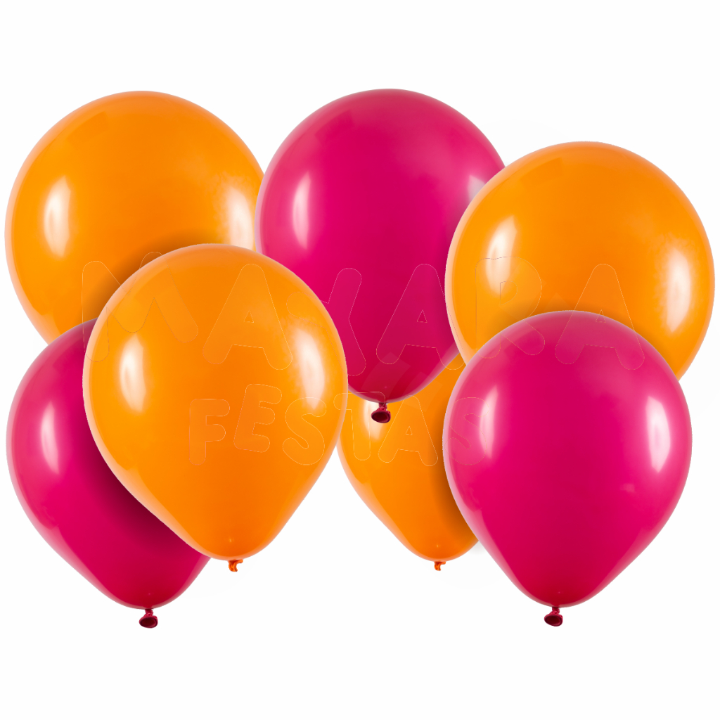 Balão - Bexiga Laranja c/ Pink Pacote - 50 unidades sortidos