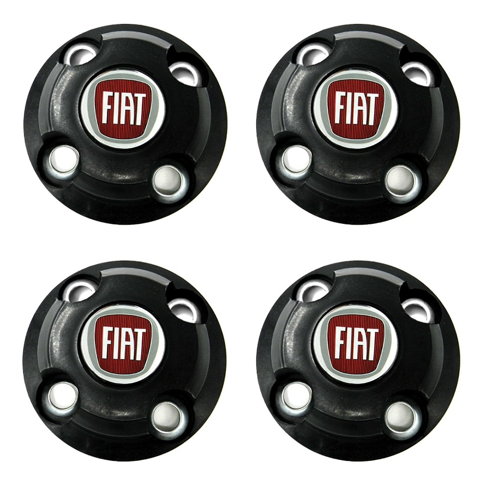 Kit Calota Centro Roda Fiat Uno Palio Siena Idea Punto Jogo 4 peças