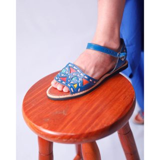 Rasteirinha Feminina Sandália de Couro Maria Bonita Bordada em Oferta na Shopee