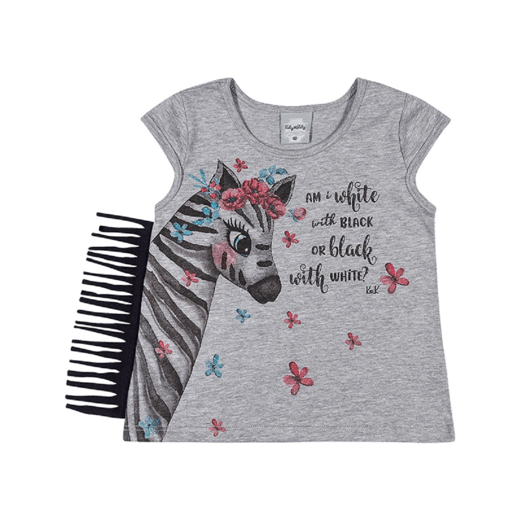blusa bebê menina zebrinha divertida franjas glitter algodão várias cores tamanhos 2 e 3 anos