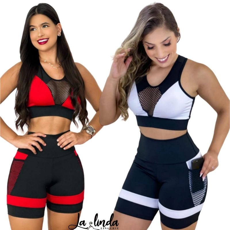 Conjunto Fitness feminino Academia Short+ Top (ref01)