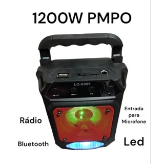 Caixa de som 1200W PMPO Bluetooth Rádio FM karaokê