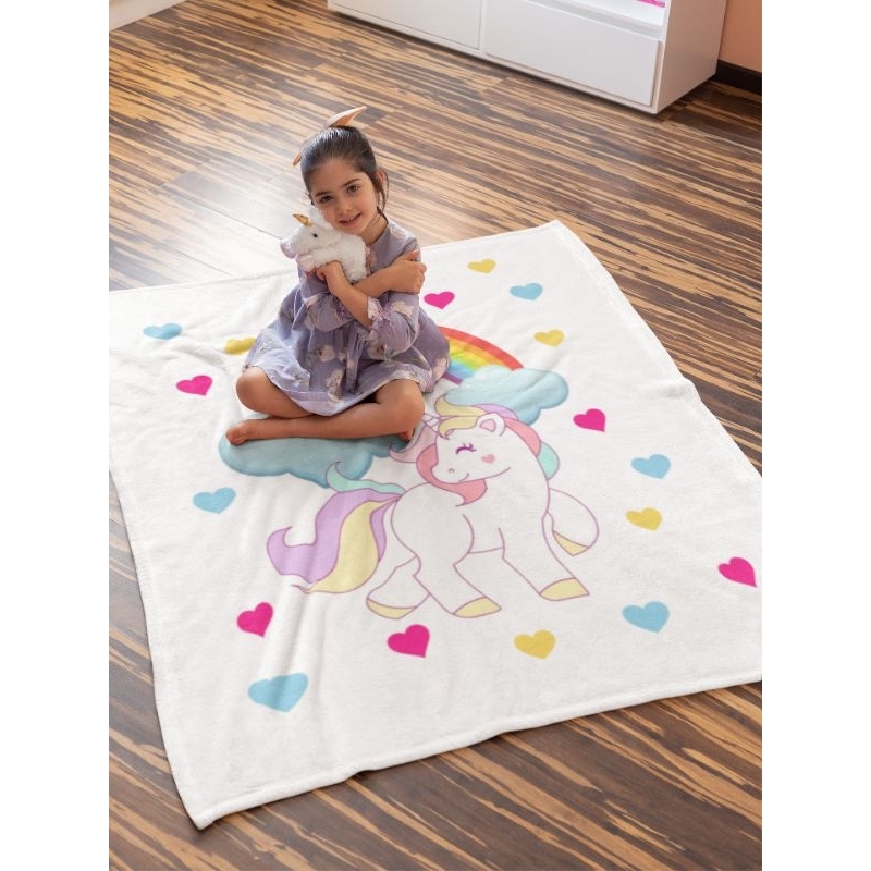 Mini Manta Infantil Cobertor Microfibra  Personalizada Unicórnio Princesa Nossa Senhora Aparecida Bluey Escolha a Sua