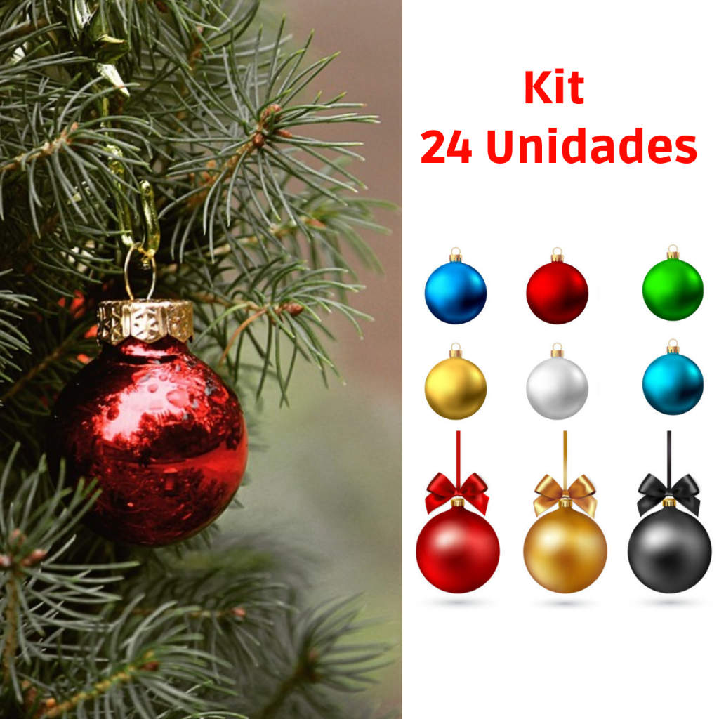 Bolas De Natal Enfeites Natal 24 Unidades Decoração Enfeites De Natal Varias Cores