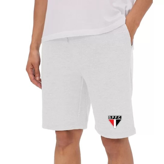 Short bermuda de moletinho são paulo time futebol masculino academia musculação