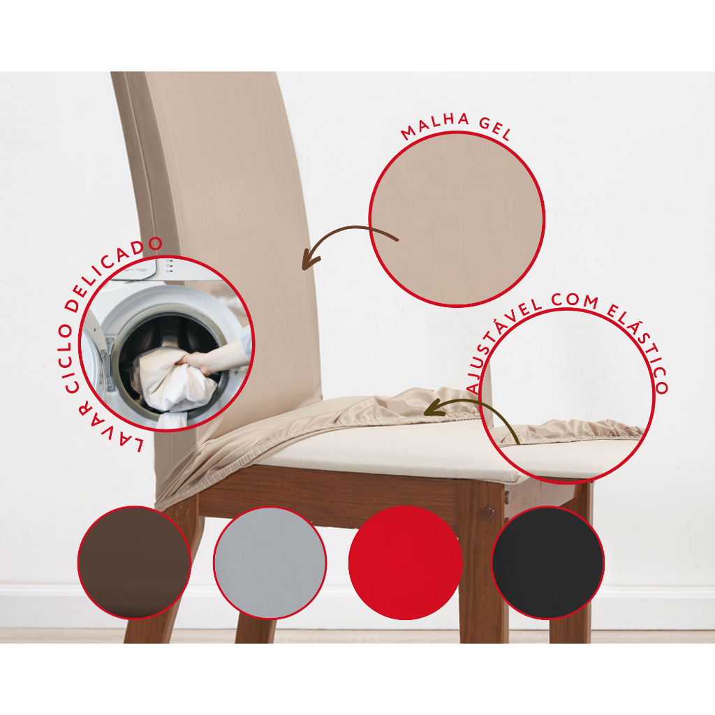 Kit Capa para Cadeira 6 peças Malha Gel Ajustável Com Elástico MR Enxovais