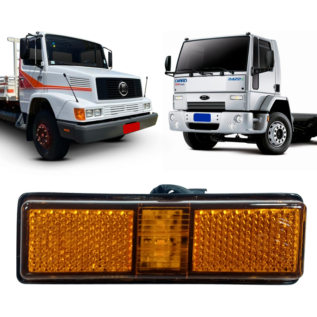 LANTERNA LED AMBAR LATERAL ESTRIBO FORD CARGO - LATERAL PARA-CHOQUE CAMINHÃO MB 1214 1418 1935