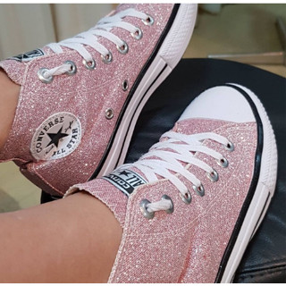 All Star infantil Cano Alto Glitter Rosa Cinza - Unisex-ENVIO IMEDIATO