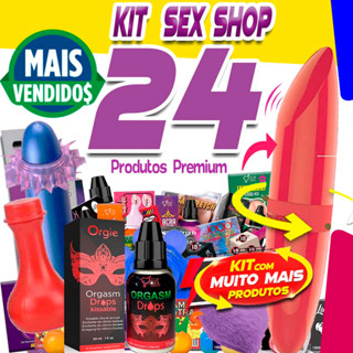 kit Sex shop c/ 24 Produtos eróticos de sexy shop brinquedos sexuais e Vibrador feminino