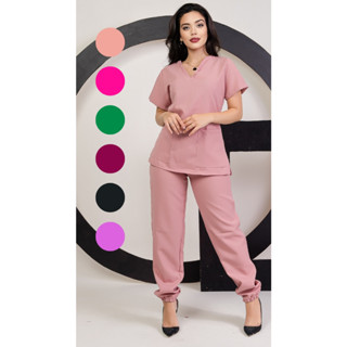 Scrub Feminino Acinturado Jogger Rosê Lavanda Preto Verde Bandeira Pink Vinho