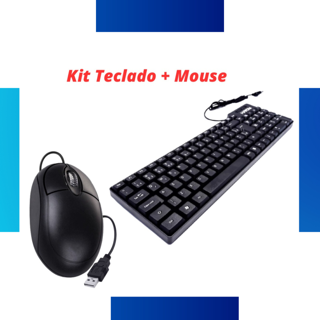 Mouse e Teclado USB Com Fio Computador Notebook Barato Kit