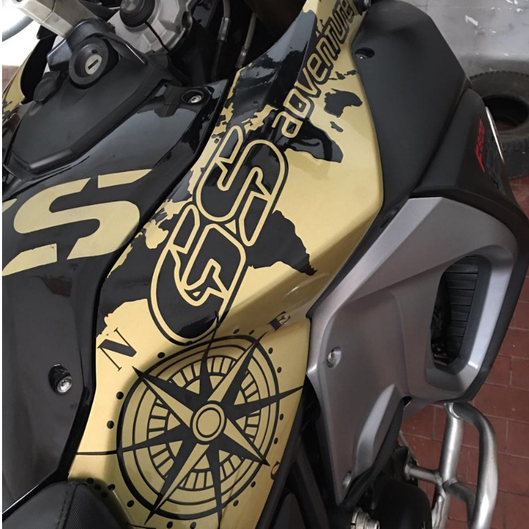Kit Adesivo Moto Lateral Tanque Mapa Mundi BMW F 800 GS Adventure