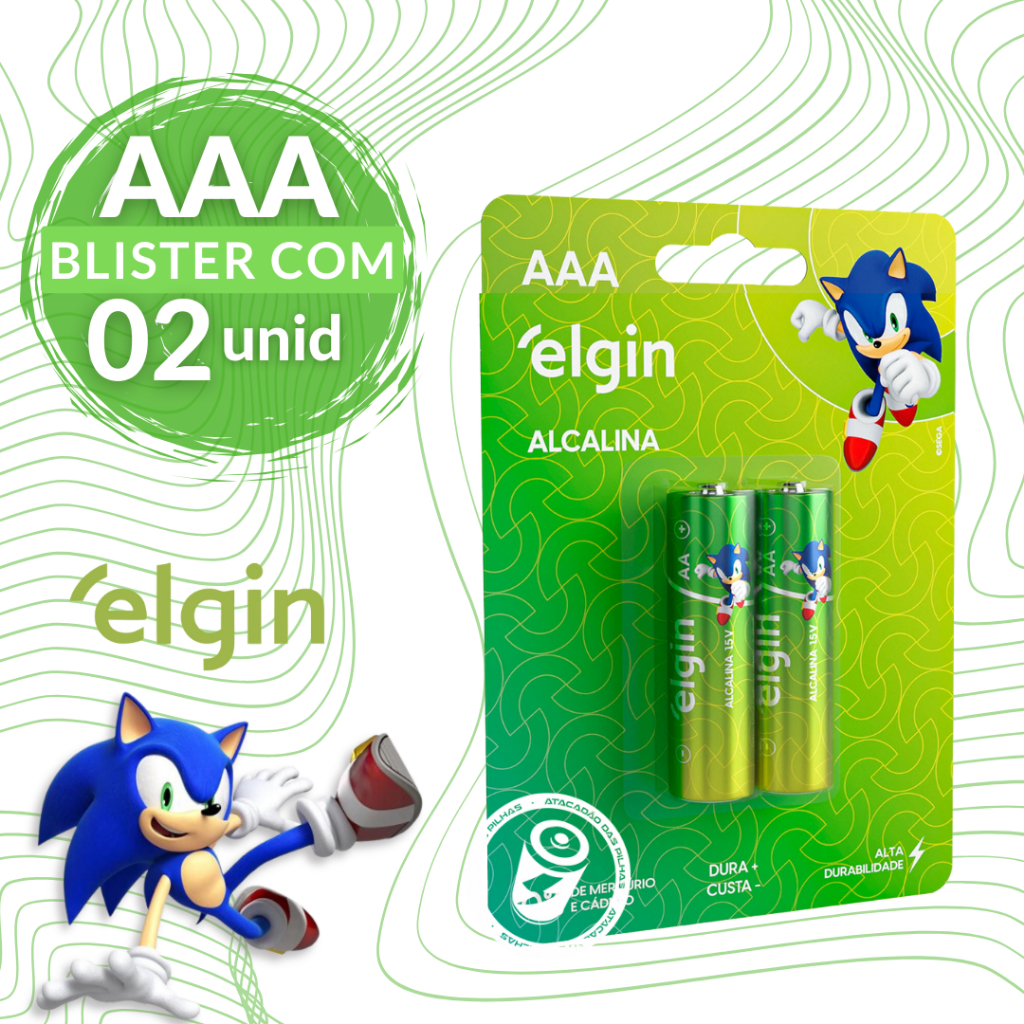 2 pilhas AAA Palito 3A Alcalina Elgin - 1 Blister em Oferta na Shopee