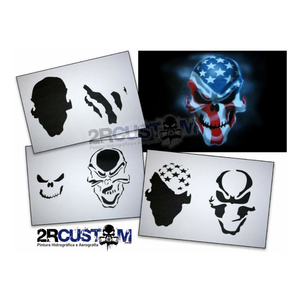 Stencil Caveira Multicamadas para pinturas e aerografias