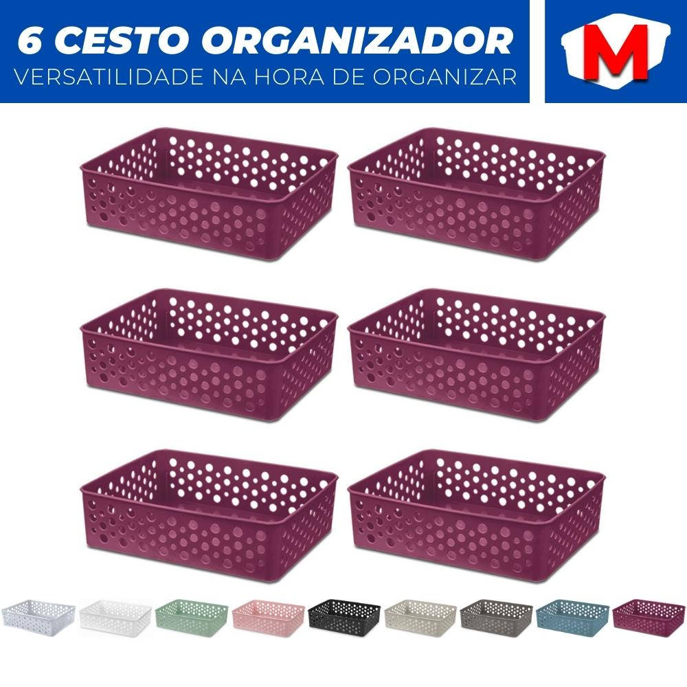 Kit 6 Cestos Organizador Gaveta Armario Lavanderia M (24x19) · foto 2