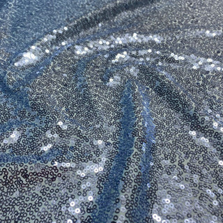 Tecido Malha Paetê Magestic Azul Bebê 1,45x1,00m Para Vestidos
